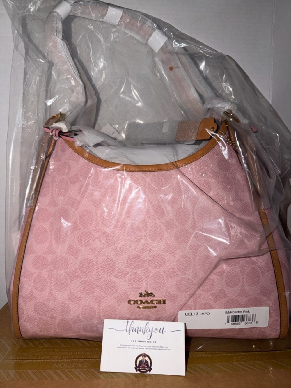 NWT 2026 Coach Powder Pink Erin Shoulder Bag w/Charms CEL13 SAMEDAY SHIP